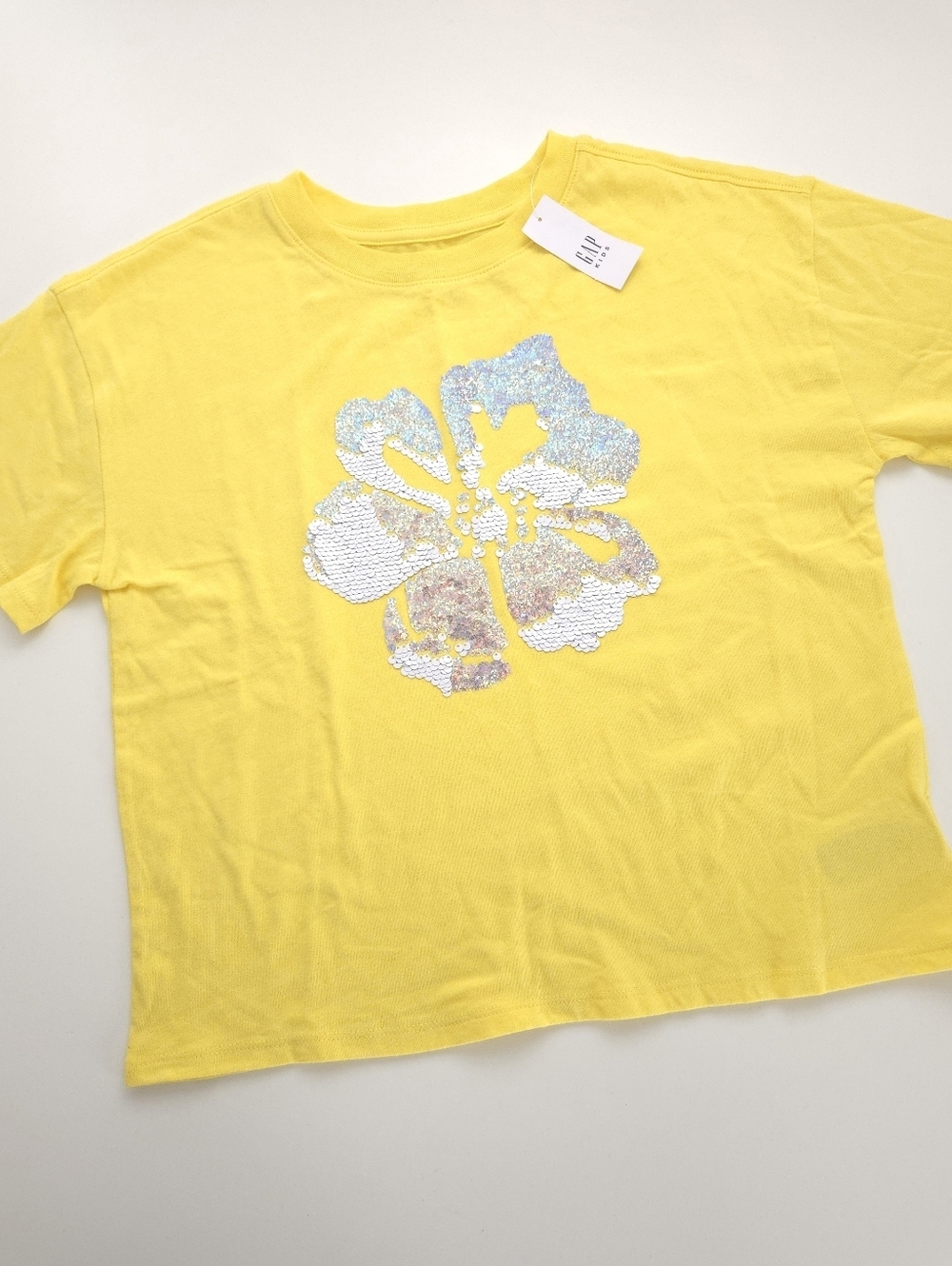 Gap Kids Yellow Sequin Flip Flower Top size XL (12)